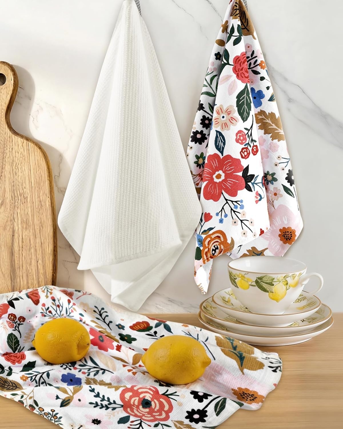 image:imageMiss Adola 3 Pack Cotton Kitchen Towels Cute Design 1626 Inch Dish Towels for Kitchen with Hanging Beige Floral Quick Dry Hand Towels Soft amp Absorbent Home Decorative Terry Cloth Tea TowelsBeige Floral