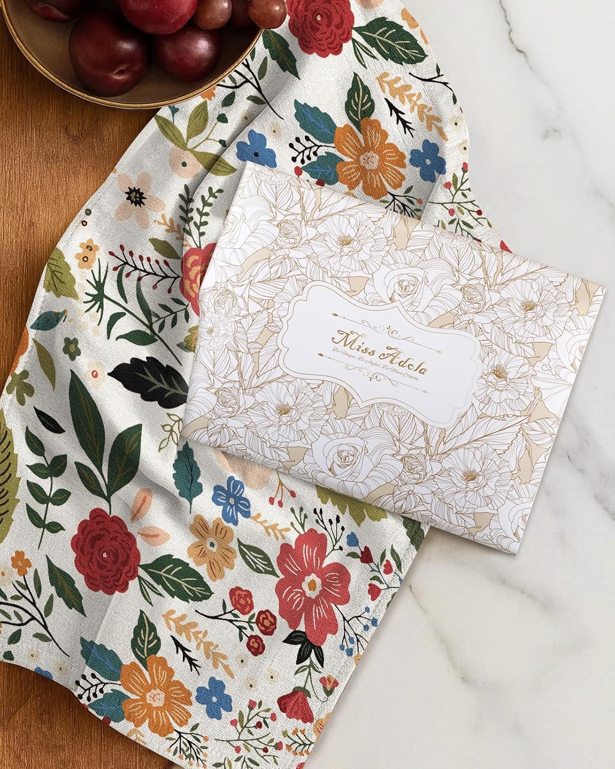 image:imageMiss Adola 4 Pack Cotton Kitchen Towels Cute Design 1626 Inch Dish Towels for Kitchen with Hanging Beige Floral Quick Dry Hand Towels Soft amp Absorbent Home Decorative Terry Cloth Tea TowelsBeige Flower