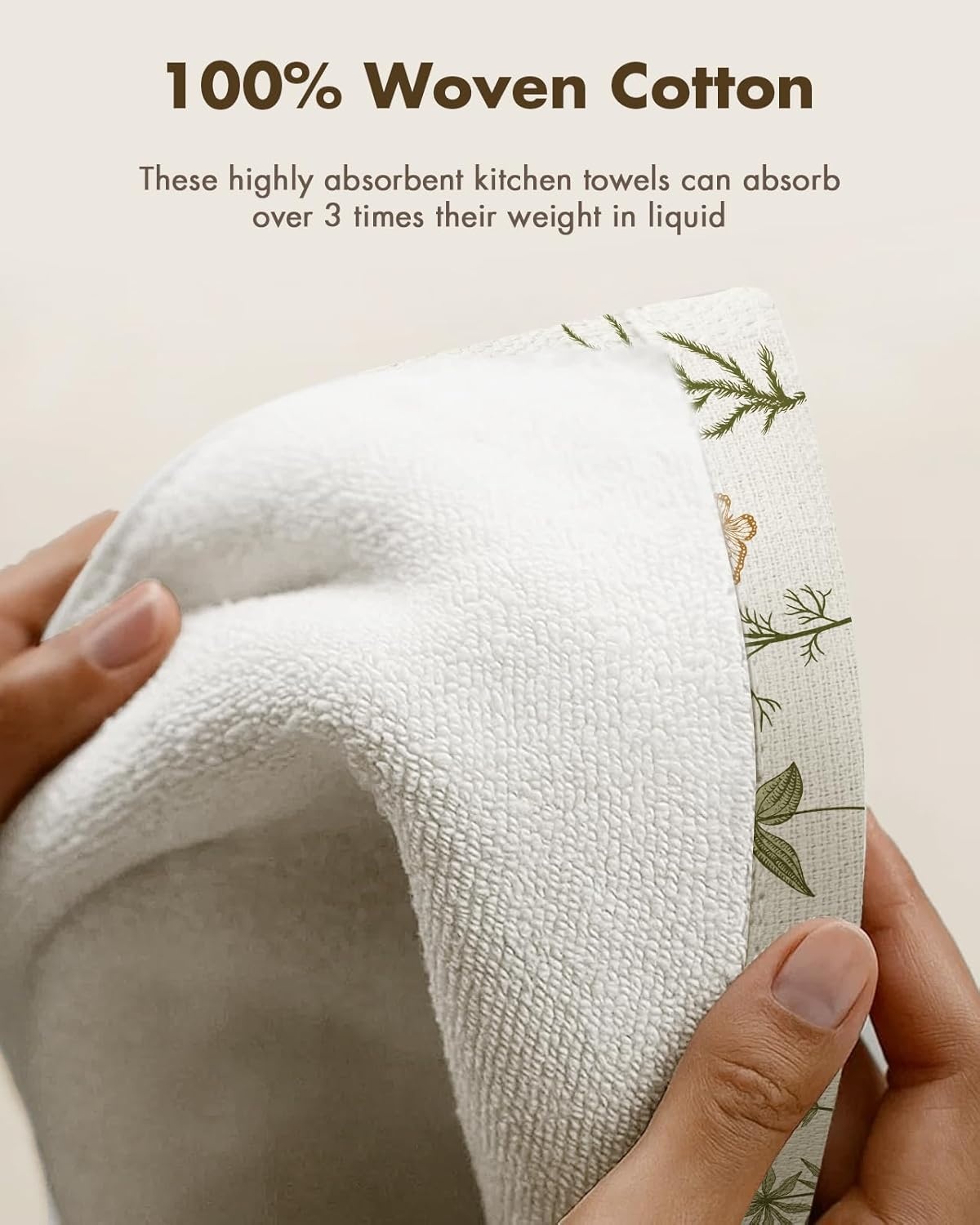 image:imageMiss Adola 4 Pack Cotton Kitchen Towels Cute Design 1626 Inch Dish Towels for Kitchen with Hanging Beige Floral Quick Dry Hand Towels Soft amp Absorbent Home Decorative Terry Cloth Tea TowelsLine Flower