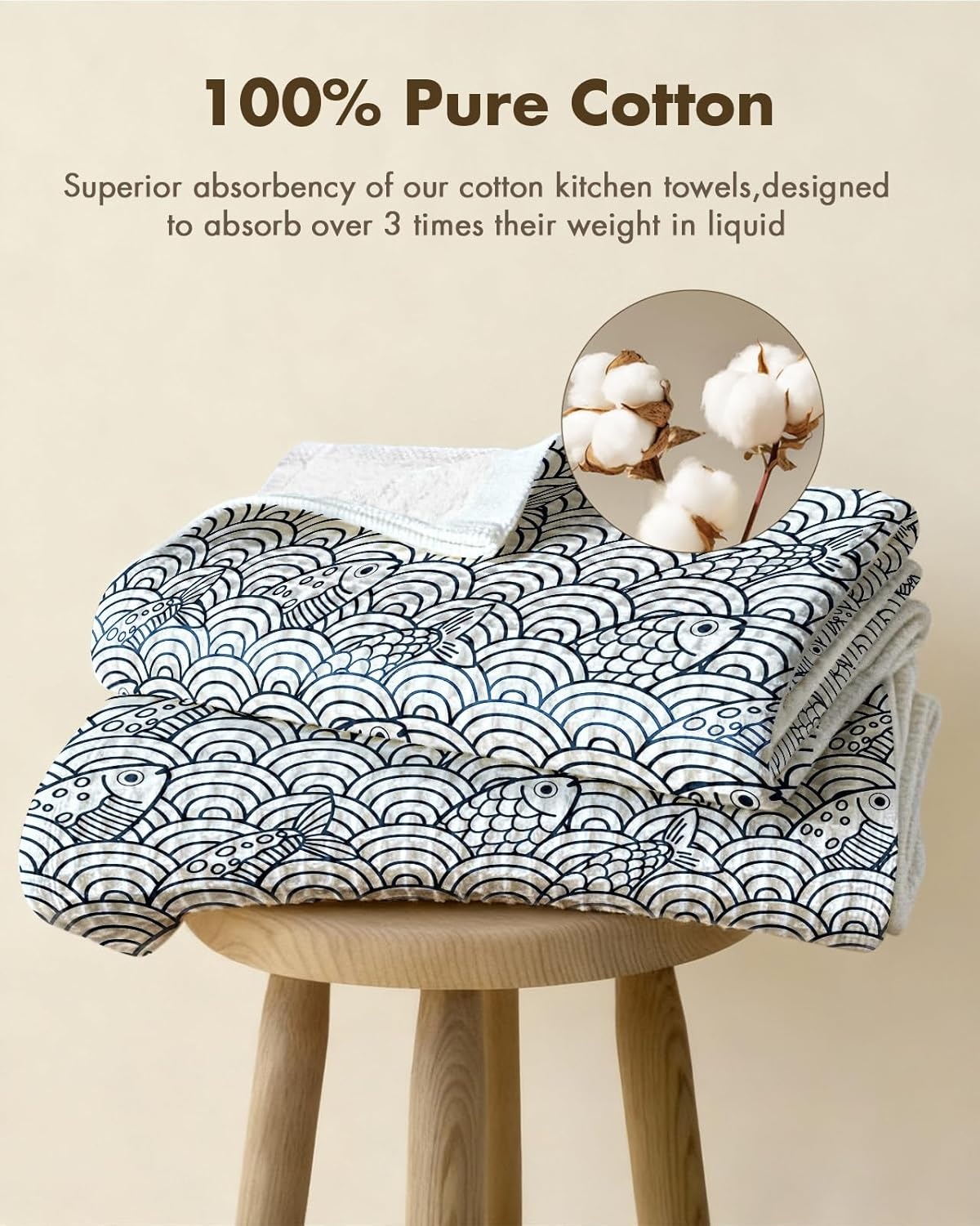 image:imageMiss Adola Cotton Waffle Kitchen Towels Cute 370 GSM 16x25 Inch Terry Cloth Waffle Decorative Dishcloth for Kitchen Set of 2 with Hanging Loop Absorbent Hand Tea Towel for Home Design StrawberryFish