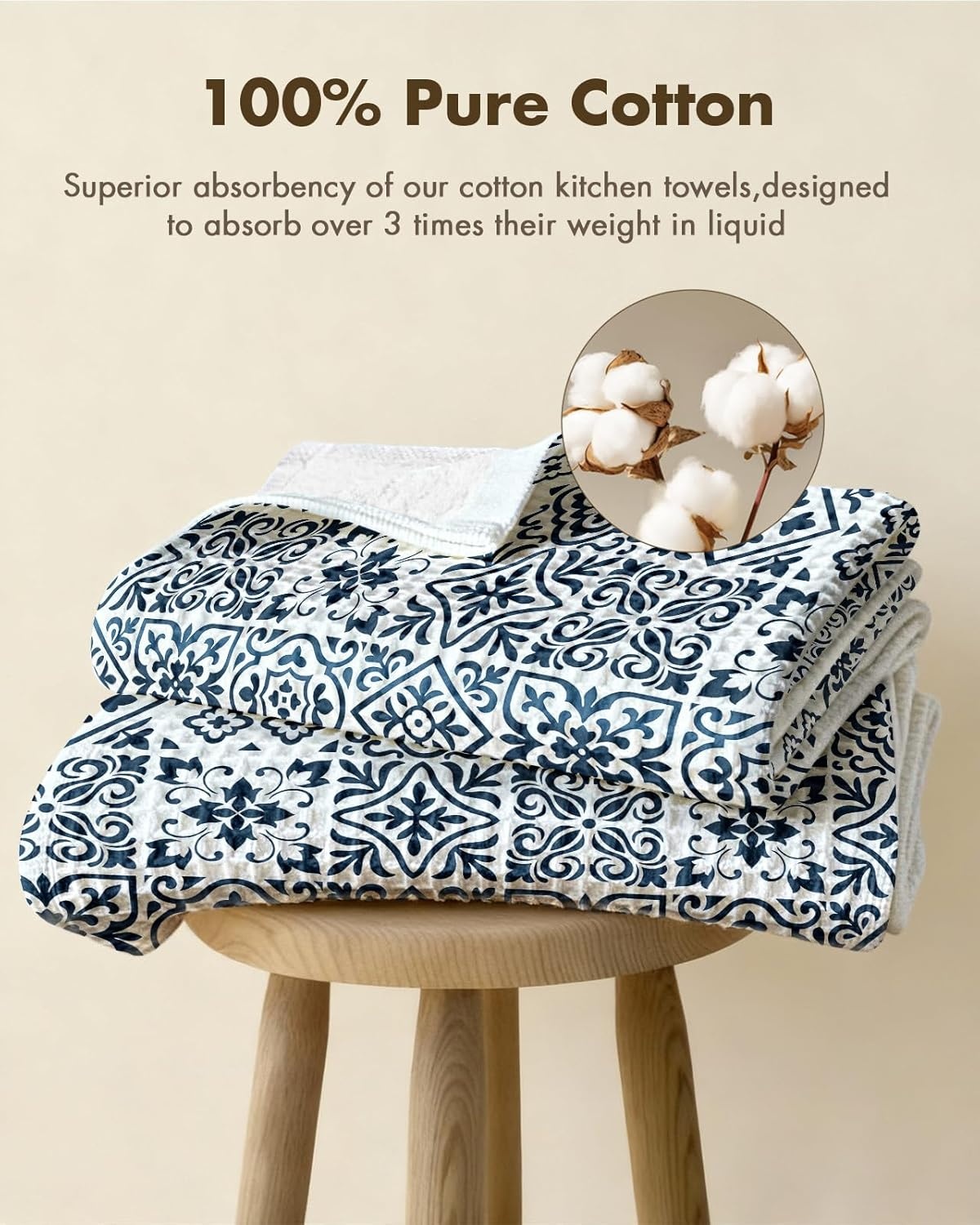 image:imageMiss Adola Cotton Waffle Kitchen Towels Cute 370 GSM 16x25 Inch Terry Cloth Waffle Decorative Dishcloth for Kitchen Set of 2 with Hanging Loop Absorbent Hand Tea Towel for Home Design StrawberryBlock Print