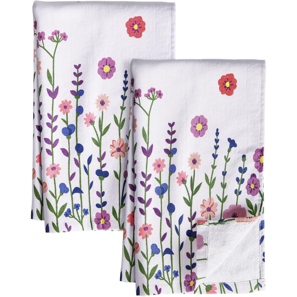 image:imageMiss Adola 3 Pack Cotton Kitchen Towels Cute Design 1626 Inch Dish Towels for Kitchen with Hanging Beige Floral Quick Dry Hand Towels Soft amp Absorbent Home Decorative Terry Cloth Tea TowelsPurple Flower