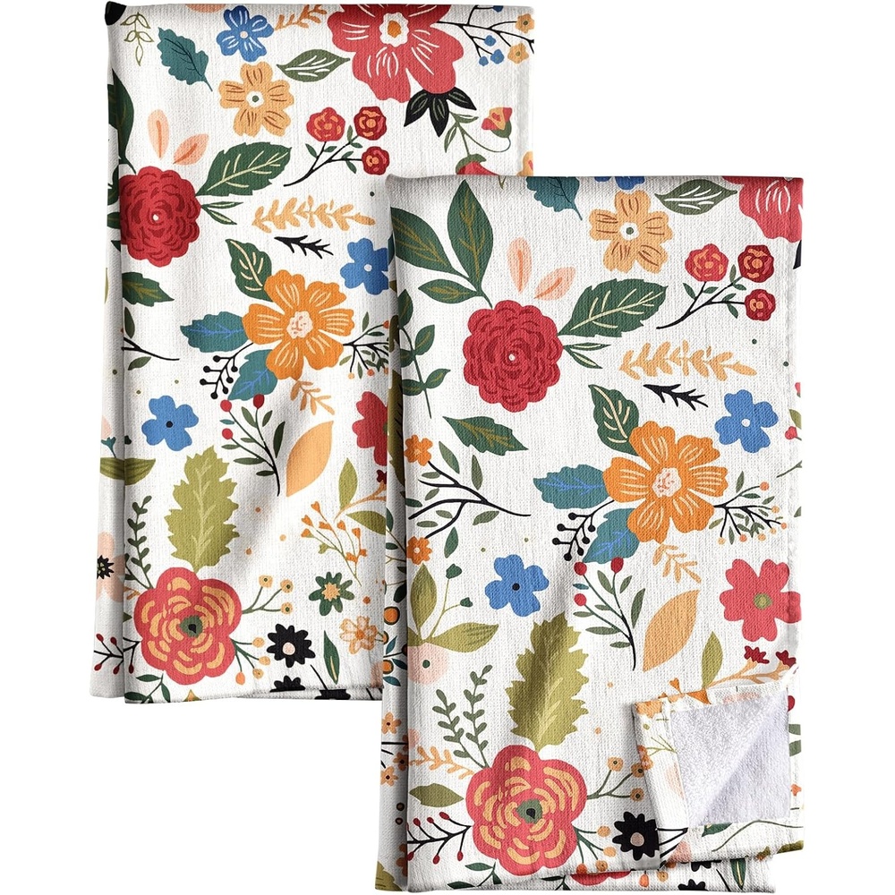 image:imageMiss Adola 4 Pack Cotton Kitchen Towels Cute Design 1626 Inch Dish Towels for Kitchen with Hanging Beige Floral Quick Dry Hand Towels Soft amp Absorbent Home Decorative Terry Cloth Tea TowelsBeige Flower