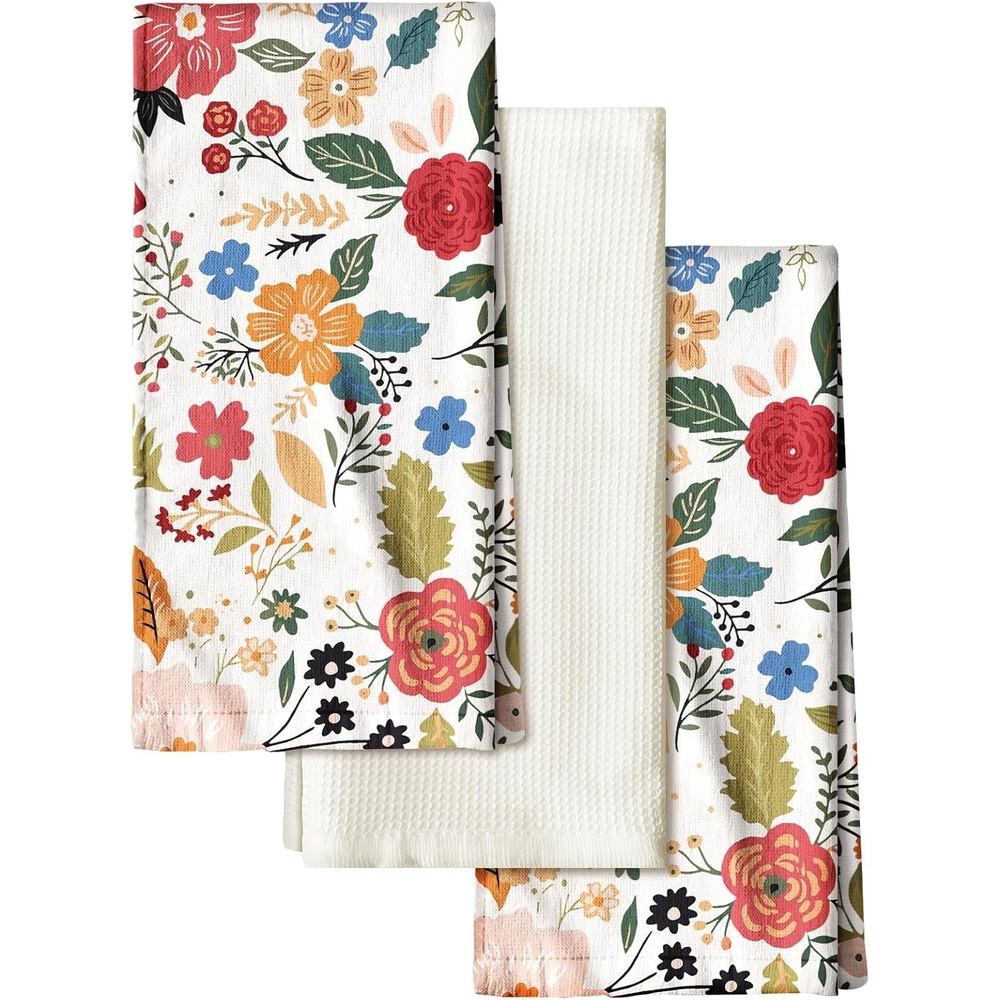 image:imageMiss Adola 4 Pack Cotton Kitchen Towels Cute Design 1626 Inch Dish Towels for Kitchen with Hanging Beige Floral Quick Dry Hand Towels Soft amp Absorbent Home Decorative Terry Cloth Tea TowelsBeige Floral