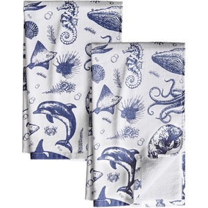 image:imageMiss Adola 4 Pack Cotton Kitchen Towels  Cute Design 1626 Inch Dish Towels for Kitchen with Hanging Beige Floral Quick Dry Hand Towels Soft amp Absorbent Home Decorative Terry Cloth Tea TowelsOcean