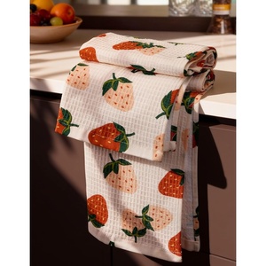 image:imageMiss Adola Cotton Waffle Kitchen Towels  Cute 370 GSM 16x25 Inch Terry Cloth Waffle Decorative Dishcloth for Kitchen Set of 2 with Hanging Loop Absorbent Hand Tea Towel for Home Design StrawberryStrawberry