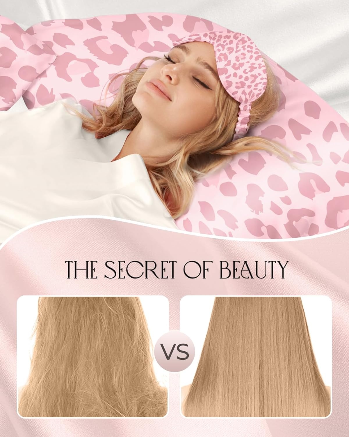 image:imageMiss Adola 2 Pack Mulberry Silk Pillowcases 19 Momme Cooling Silk Pillow Cases Standard 26x20 Soft Smooth Pillowcases for Hair and Skin Curly Hair Women amp Moms Taupe BrownPink Leopard Print