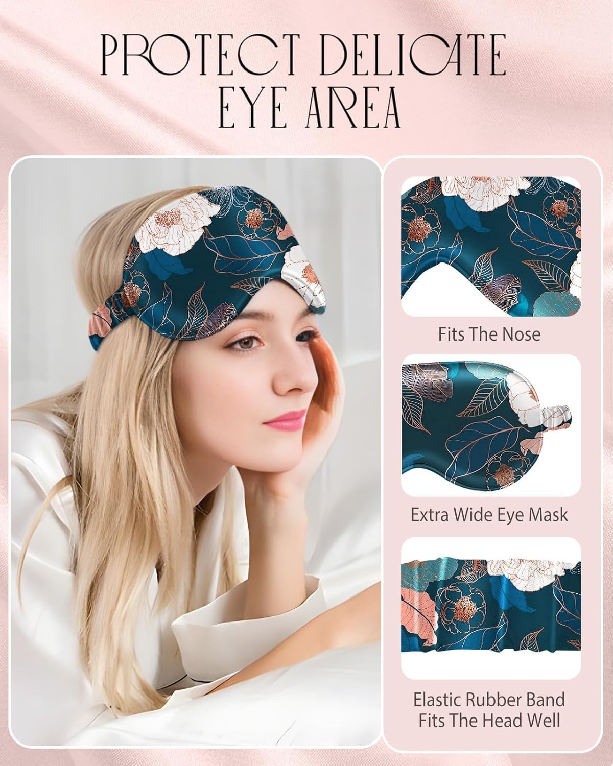 image:imageMiss Adola 2 Pack Mulberry Silk Pillowcases 19 Momme Cooling Silk Pillow Cases Standard 26x20 Soft Smooth Pillowcases for Hair and Skin Curly Hair Women amp Moms Taupe BrownDark Blue Peony