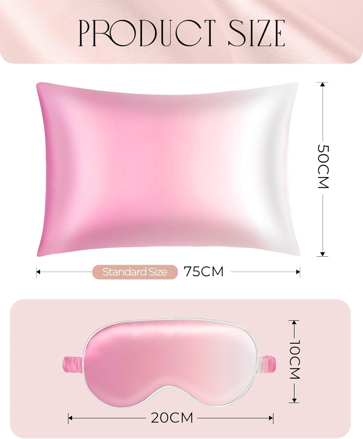 image:imageMiss Adola 2 Pack Mulberry Silk Pillowcases 19 Momme Cooling Silk Pillow Cases Standard 26x20 Soft Smooth Pillowcases for Hair and Skin Curly Hair Women amp Moms Taupe BrownPink White Gradient