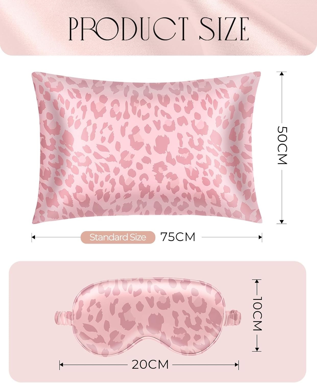 image:imageMiss Adola 2 Pack Mulberry Silk Pillowcases 19 Momme Cooling Silk Pillow Cases Standard 26x20 Soft Smooth Pillowcases for Hair and Skin Curly Hair Women amp Moms Taupe BrownPink Leopard Print