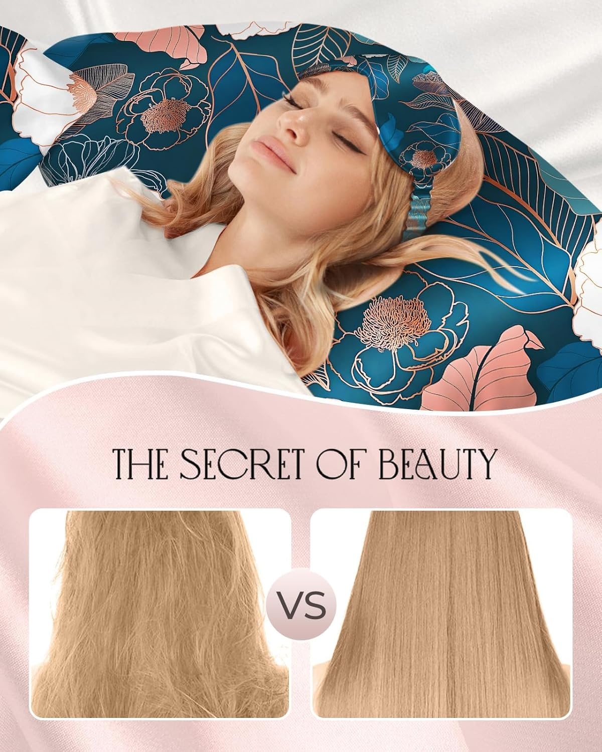 image:imageMiss Adola 2 Pack Mulberry Silk Pillowcases 19 Momme Cooling Silk Pillow Cases Standard 26x20 Soft Smooth Pillowcases for Hair and Skin Curly Hair Women amp Moms Taupe BrownDark Blue Peony