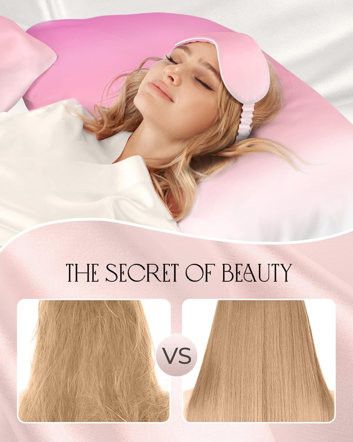 image:imageMiss Adola 2 Pack Mulberry Silk Pillowcases 19 Momme Cooling Silk Pillow Cases Standard 26x20 Soft Smooth Pillowcases for Hair and Skin Curly Hair Women amp Moms Taupe BrownPink White Gradient