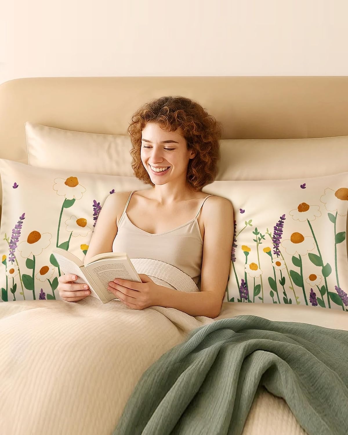 image:imageMiss Adola Silk Body Pillow Cover with Zipper 20x54 Inch Silk Long Pillow Case for Women Ladies Adults Soft Bed Decorative Cute Boho Large Body Pillowcase Sham for Hair and Skin Watercolor FlowerWild Floral