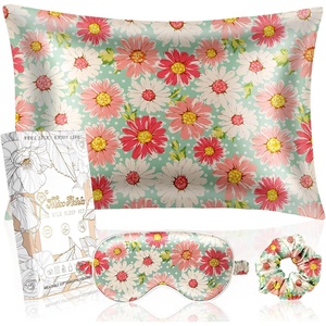 image:imageMiss Adola 2 Pack Mulberry Silk Pillowcases  19 Momme Cooling Silk Pillow Cases Standard 26x20 Soft Smooth Pillowcases for Hair and Skin Curly Hair Women amp Moms Taupe BrownWhite Pink Daisy