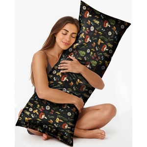 image:imageMiss Adola Silk Body Pillow Cover with Zipper  20x54 Inch Silk Long Pillow Case for Women Ladies Adults Soft Bed Decorative Cute Boho Large Body Pillowcase Sham for Hair and Skin Watercolor FlowerMushroom Plants
